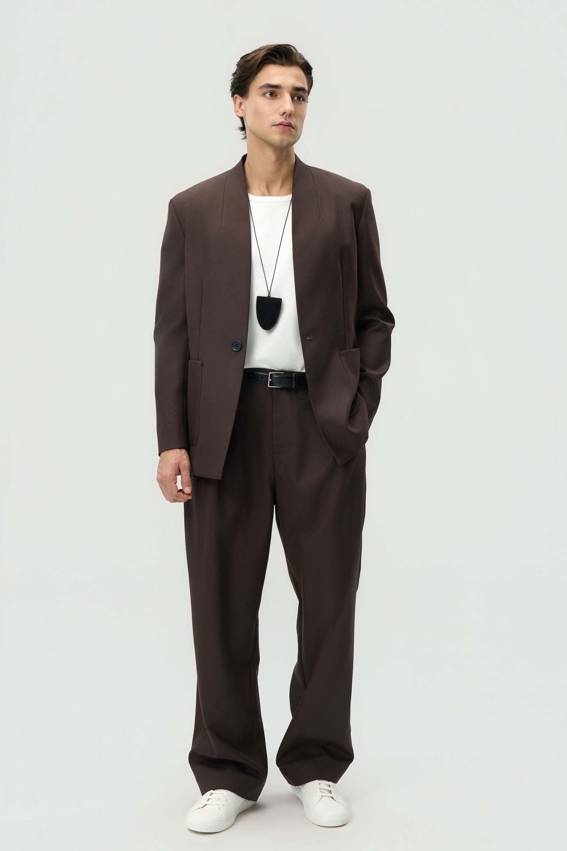 collarless dress shirt with suit Collarless Dress Shirt
