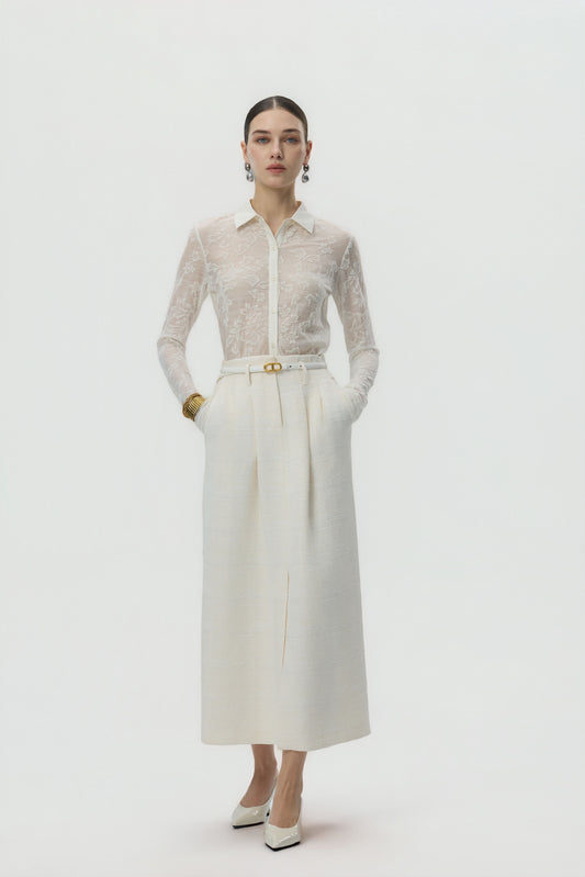 蕾丝提花针织衬衫